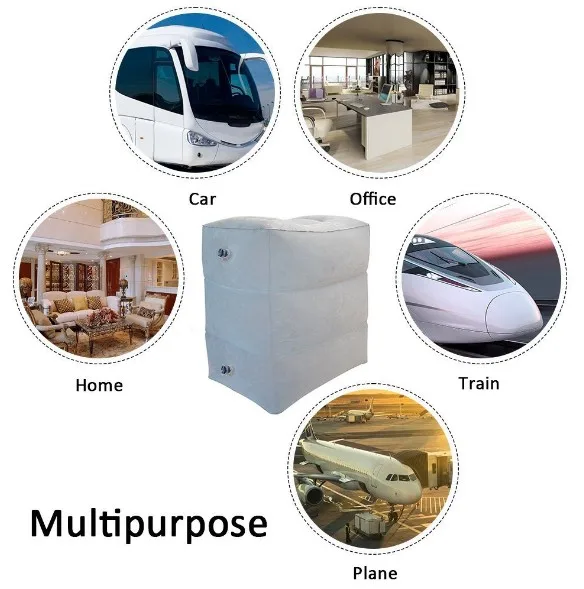 Flocking Triangle Travel Car Camping Nursing Air Inflatable Foot Rest