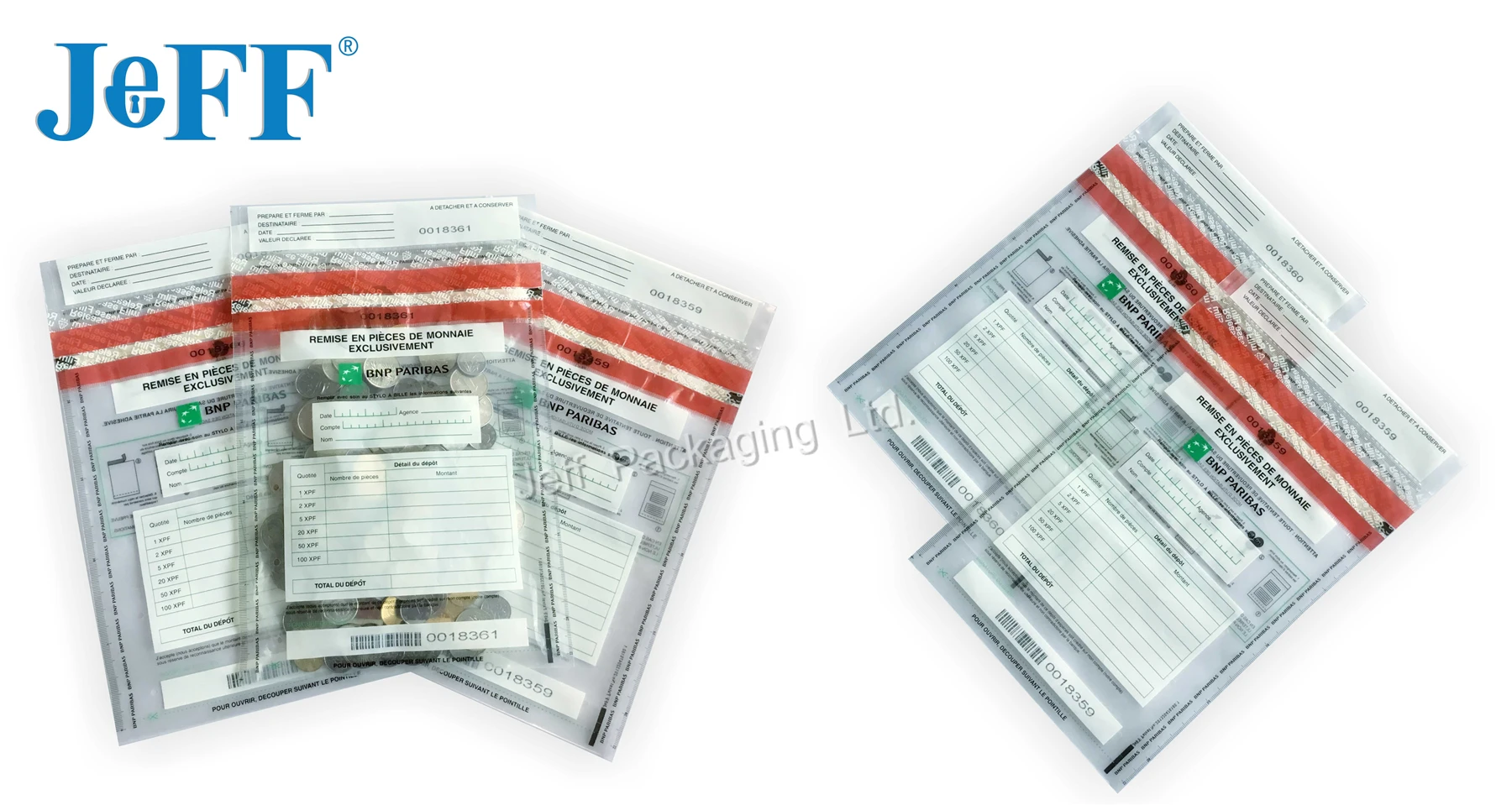 Transparent Plastic Security Money Bag/Deposit Bag