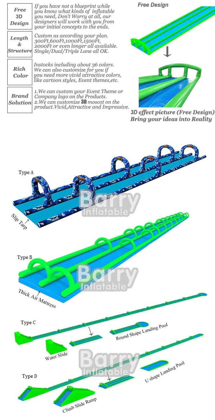 1000 ft slip n slide inflatable slide the city,slide the city