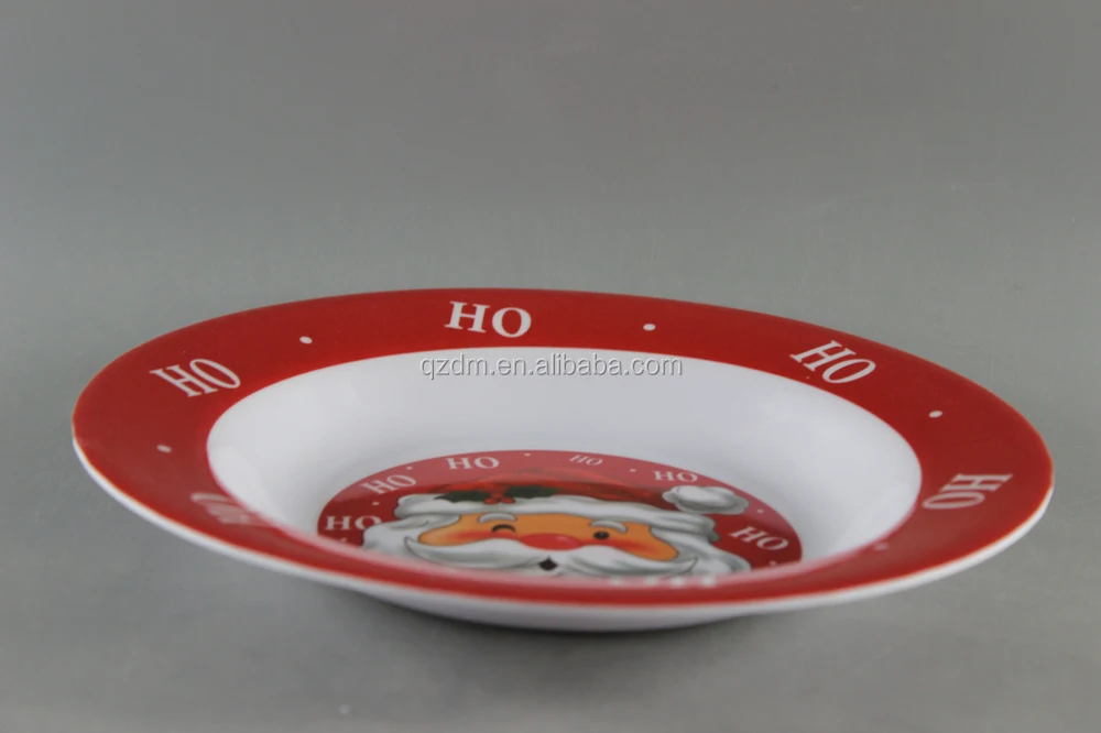 Christmas Melamine Deep Plate/Xmas Cheap Melamine Soup Plate