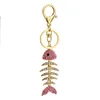 New Fashion Style Key Chains Crystal Fish Bone Shape Key Ring Keychain For Bag Car Key Keychains Teacher's Day Gifts