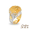 Honeycomb Design 925 Sterling Silver Ring with Yellow Gold Plated