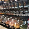 Supermarket bulk food display clear surface bulk food bins