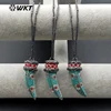 WT-NV187 WKT Wholesale New Fashion Hematite beads Jewelry Cattle Horn Shape Rhinestone Pave Necklace