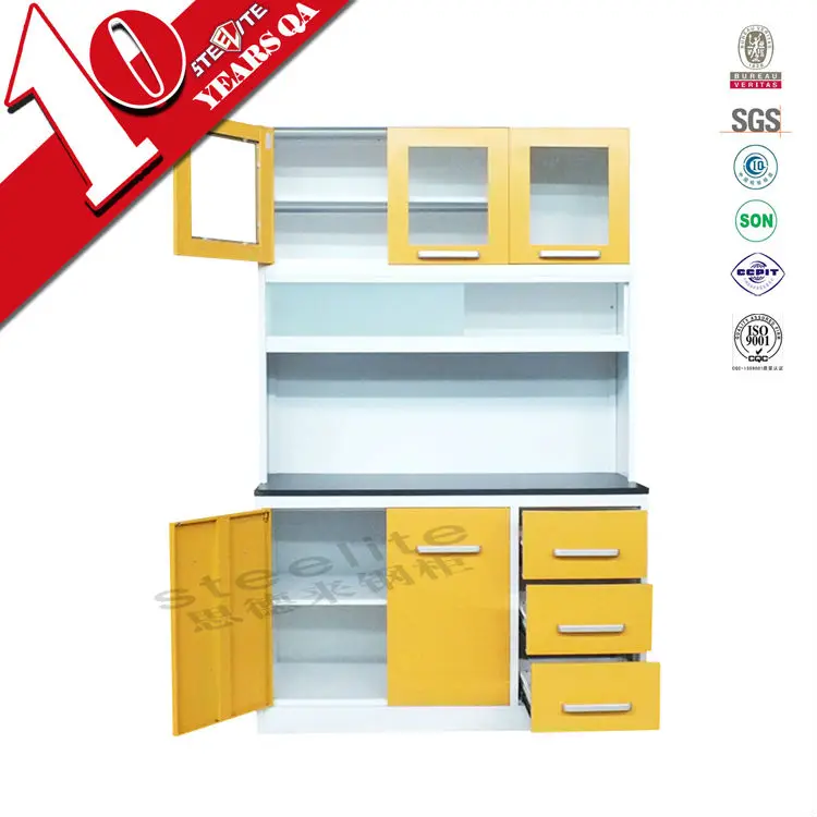 Ready Made Wall Mounted Kitchen Cupboards / Bicolor Metal Material