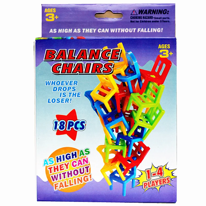 18X balance chairs board game funny colorful toys kids educational balance toyVK 