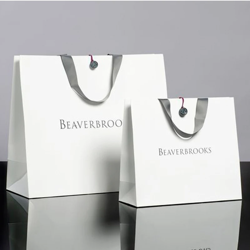 Printing Foldable White Kraft Paper Carrier Bag With Logo