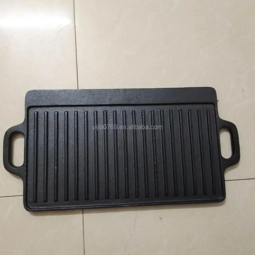 Large Non-Stick Cast Iron Reversible Griddle Plate BBQ Hob Grill Enamel Pan Tray 