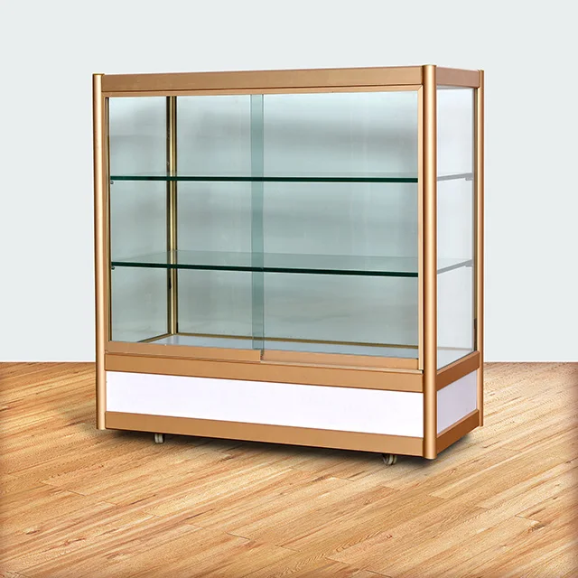 Titanium alloy display counter/ Good quality Glass display showcase/ display showcase with LED lights
