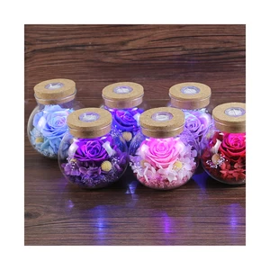 Factory supplying preserved flowers rose in glass wish bottle for fashion gift birthday gift
