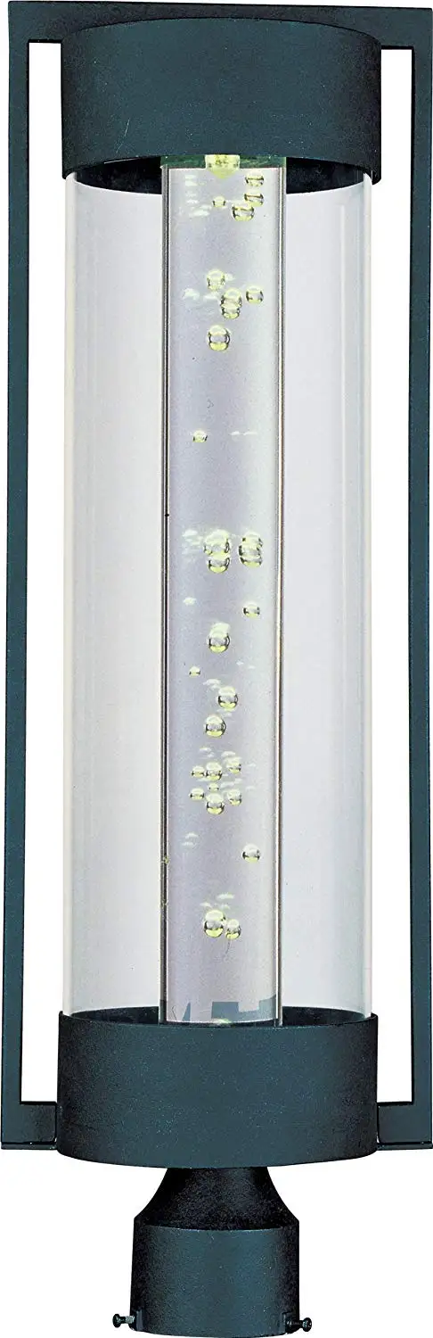 Maxim 88350CLTE New Age LED Outdoor Pole/Post Lantern, Texture Ebony Finish, Clear Glass, LED Bulb , 40W Max., Damp Safety Rating, Standard Dimmable, Glass Shade Material, 2016 Rated Lumens