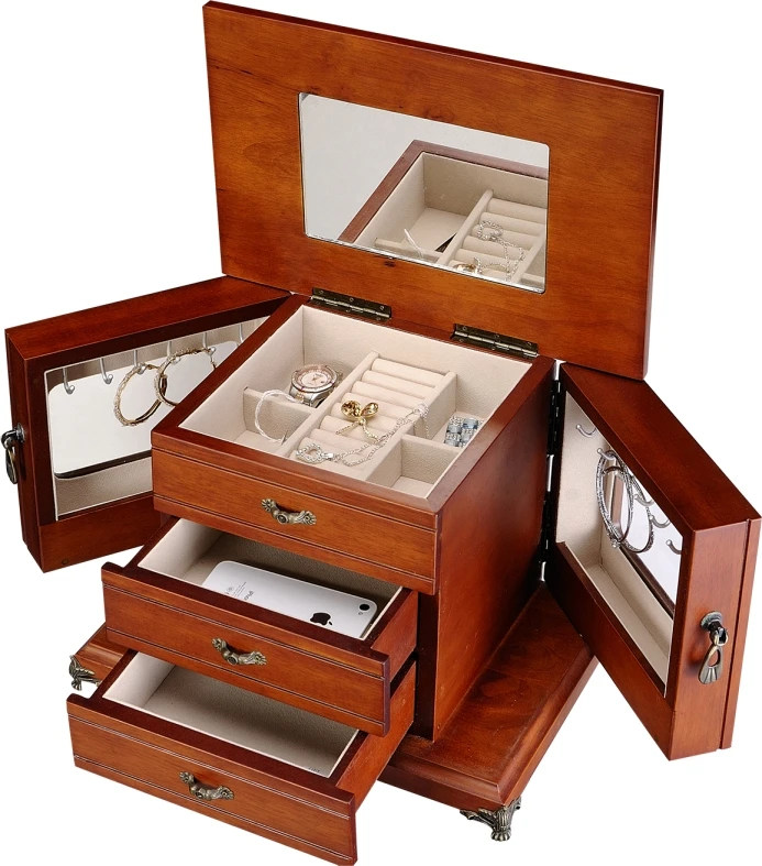 Pj Multi Function Folding Mirror Jewelry Boxes Wooden Box Storage