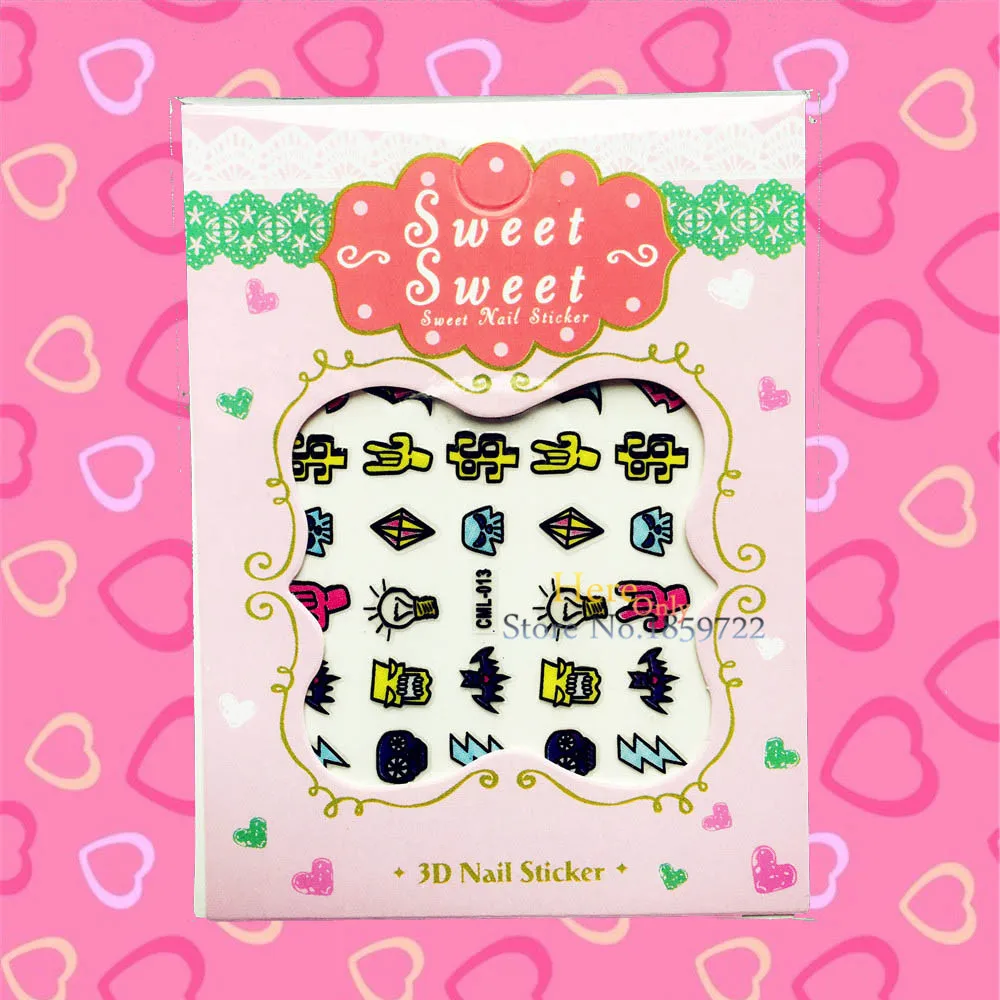 1PC Bat Pattern Nail Art Painting Children Christmas Gifts Nail Sticker Cartoon Designs HCML 013 Manicure