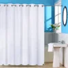 Jacquard white stripe printing polyester hookless shower curtain for hotel
