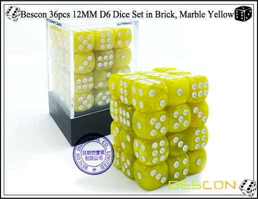 Bescon 12mm 6 Sided Dice 36 In Brick Box,12mm Six Sided Die (36 