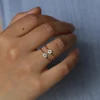 sweet thin band cz flower design gold plated minimal cute girl women thin band ring