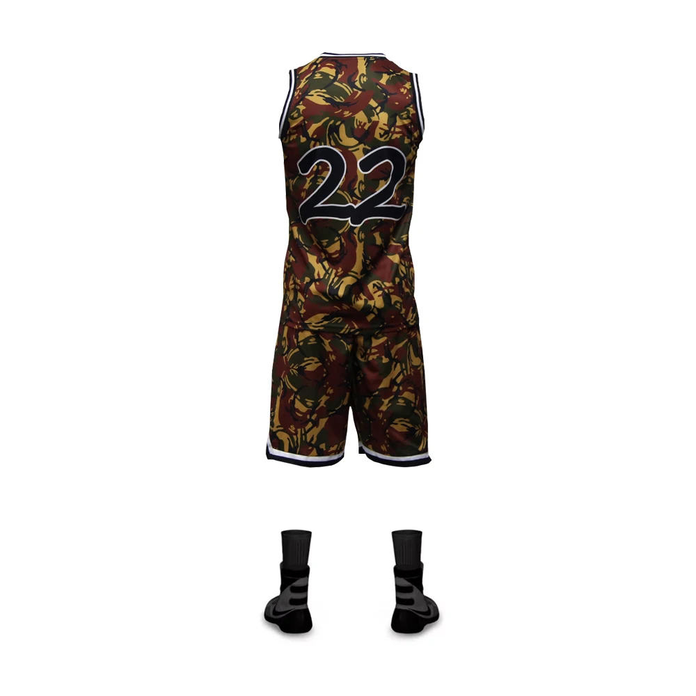 Healong Customized Collar Sublimated Camo Basketball Jerseys