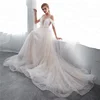 2018 New Style Off Shoulder Feather Pearls Lace A Line Bridal Wedding Dresses White/Ivory Fashion Summer Beach Bridal Gowns