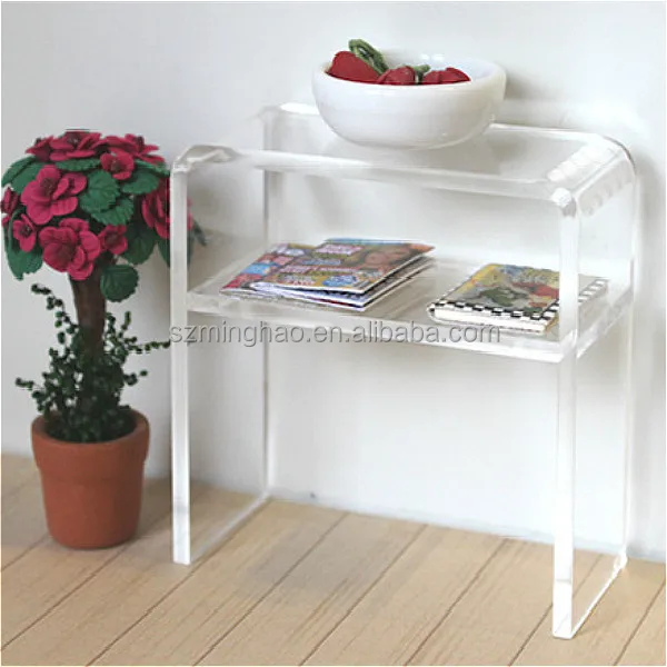 Custom Clear 2 Tier Bookcase With Desk Acrylic Side Table Buy Custom Acrylic Table Clear Acrylic Side Table Bookcase With Desk Product On Alibaba Com