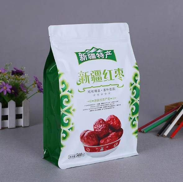 500gm custom laminated material colored flat bottom bag with window