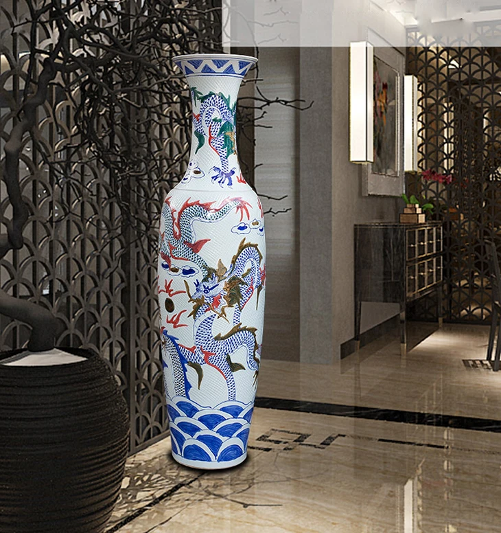 Hot sale graven antique big jingdezhen ceramic vase