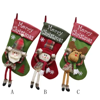 Christmas Stocking Candy Bag Gifts Bags Xmas Tree Ornament Santa