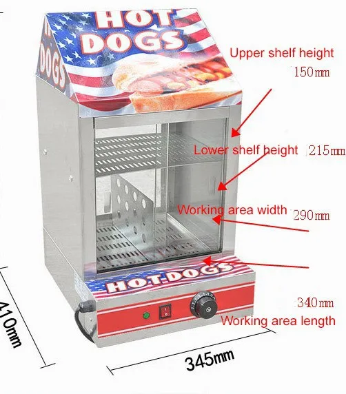 IS-FY-1P-E Electric Stainless Hot Dog Warming Cabinet Food Warmer Showcase Display