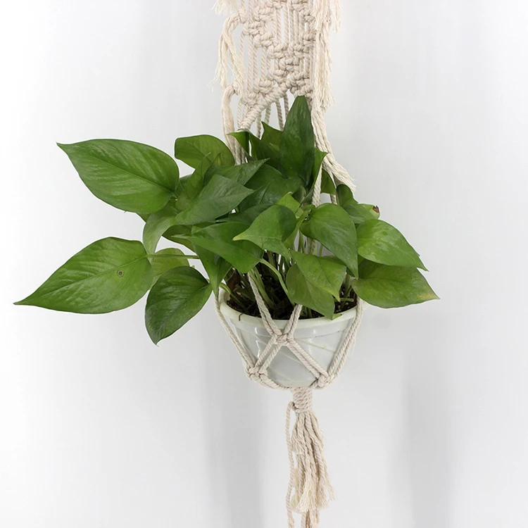 Home Decor Handmade Cotton Rope Flower Pot Plant Holder Hanging Planter Basket Plant Hanger