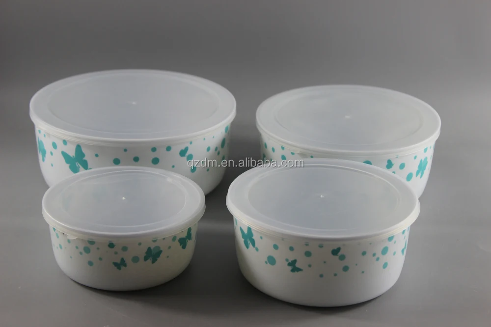 Reusable Plastic Melamine Food Container Bowl Set With Lid