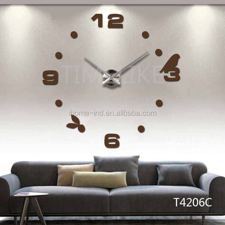 3d Wall Clock Big Size Diy Clocks Time Quartz Living Room Mechanical
