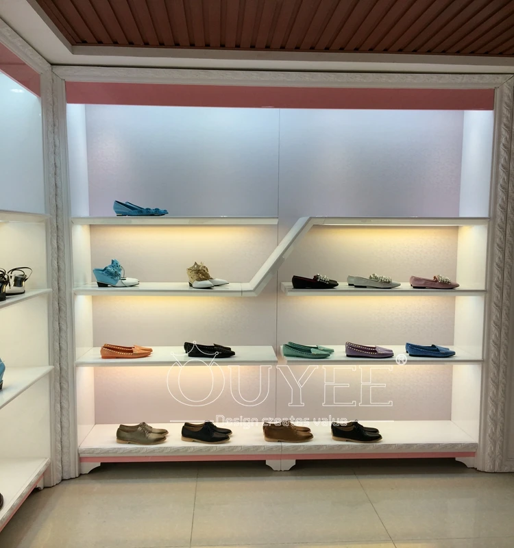 Modern Elegant Wooden Shelving Retail Basketball Shoes Display