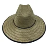 Fashion custom wide brim sombrero men's beach straw lifeguard gambler hat with toggle