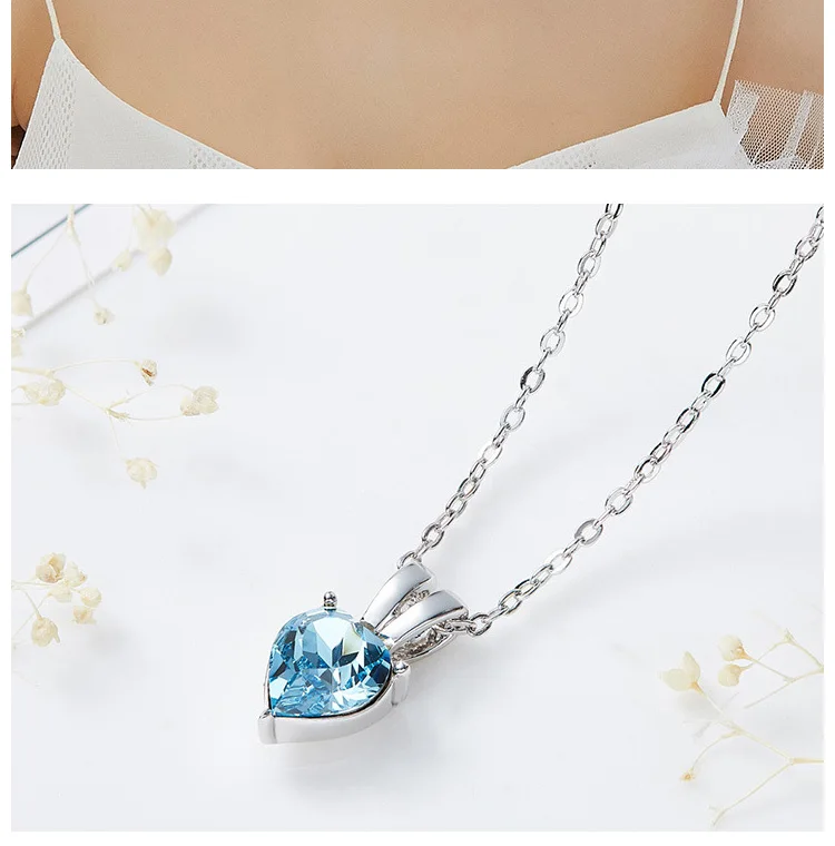 Nickel And Lead Free Alloy Jewelry Blue Heart Necklace For Women Buy