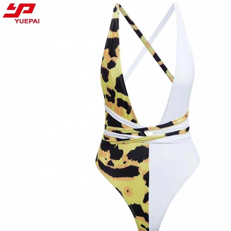 Sexy V-neck swimwear women monokini Bandage swimsuit bathers summer Leopard one-piece suits Brazilian bikini 2019 bathing suit (5).jpg
