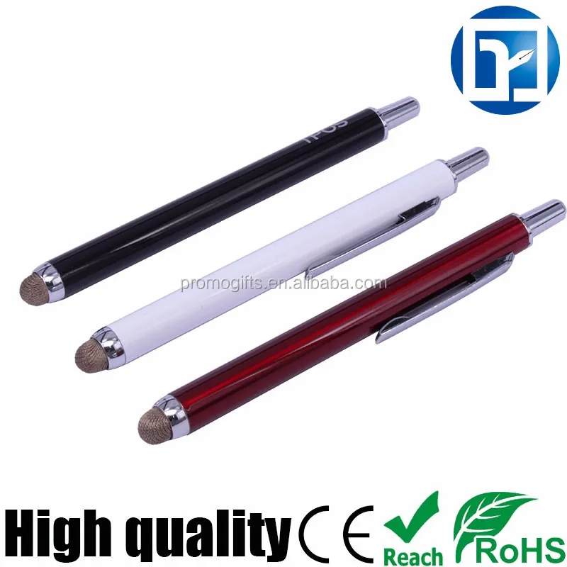 2016 New metal click conducting fibre stylus pens for iPad,conductive fabric styluspen touch pen for iPhone
