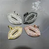 CH-CKP0051 lips shape cz charm,cubic zirconia pave pendant,plating silver/gold/rose gold/gunmetal color accessory wholesale