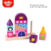 Educational wooden stack rings intelligence toys,Preschool Baby castle block tower Toys