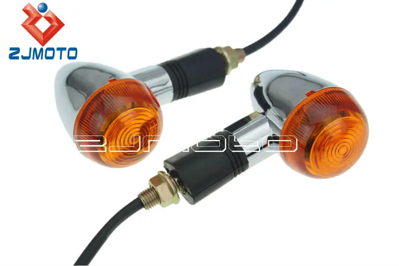 Motorcycle 4 Pcs Red Lens And Chrome Shell Bullet Turn Signals Lights