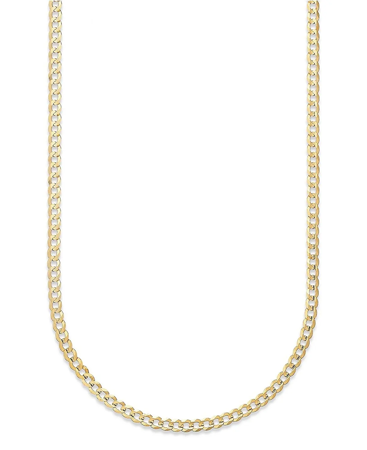 14K Solid Yellow Gold 2.65mm Cuban Curb Link Chain Necklace- Made in Italy