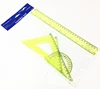 4 Pieces Math Geometry Tool Plastic Clear Ruler Sets, Protractor, Triangle for back to school promotion ruler set