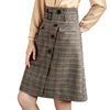 2018 winter new women's wild plaid high waist ladies retro long skirt