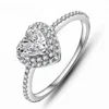 2018 New design Ensure 925 Sterling Silver Setting Heart Shape CZ Diamond Ring Women