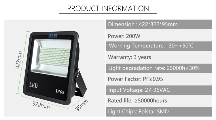 SMD 100watt 200watt 300watt 400watt Led Flood Light With Motion Sensor