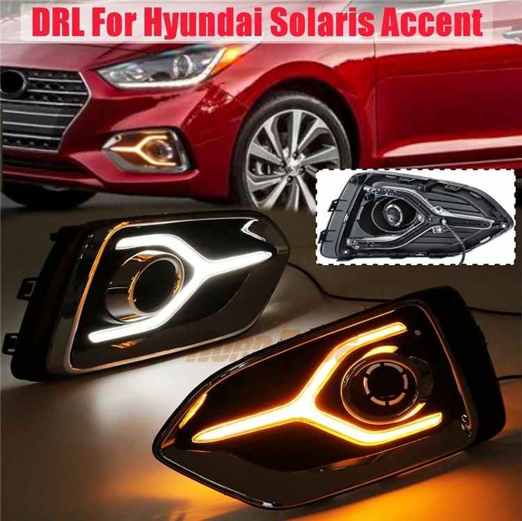 Drl Daytime Running Lights Lamps Led Fog Light For Hyundai Solaris