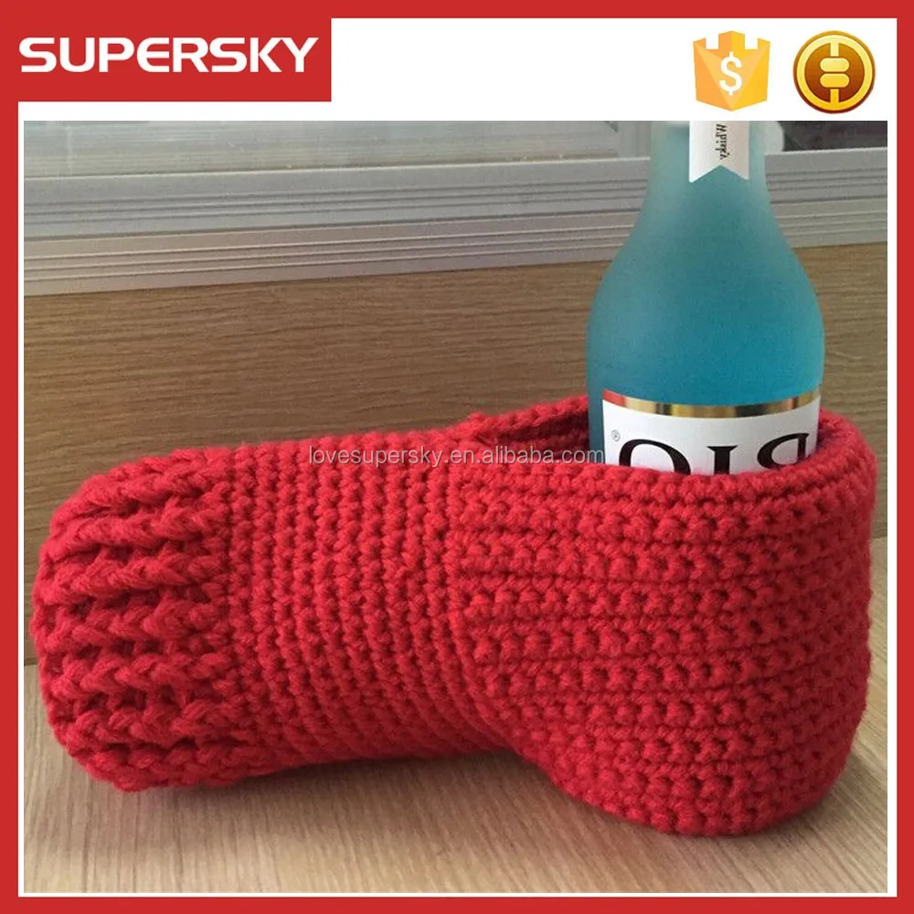 A299 Crochet Drink Gloves Beer Holder Knitted Drink Mitt Beverage