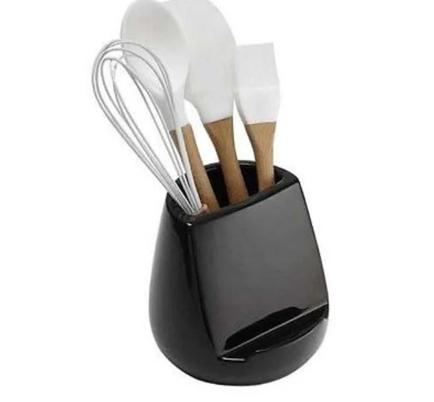 2020 Newest White Ceramic Kitchen Utensil Holder With Tablet Tray Buy