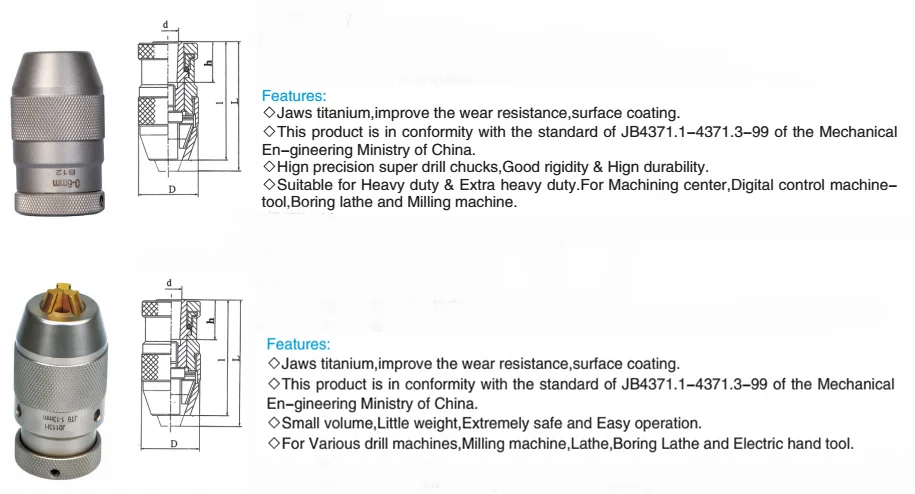 Carbon Steel Mini Lathe Drill Chuck Jacobs With Key