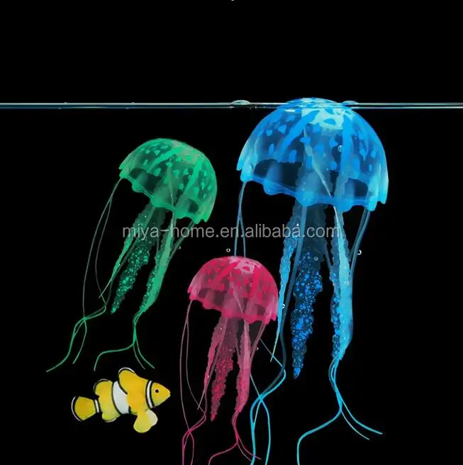 Nuevo diseño de efecto brillante medusas Artificial acuario tanque de peces decoración/Mini submarino ornamento