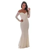 Fashion White Off Shoulder Maxi Evening Bridesmaid Wedding Dress