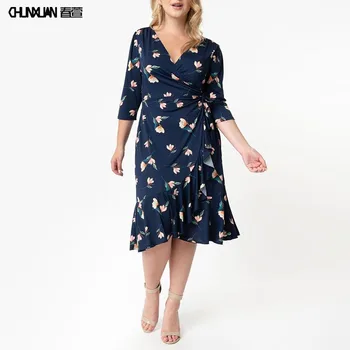 navy blue casual dress plus size